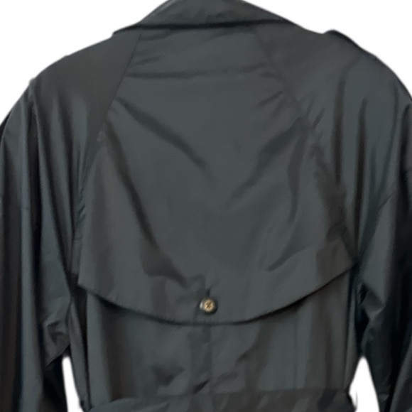 Shiny Black Belted Trench Rain Coat Vintage 90’s Crest Hollow women’s size 11 - Picture 4 of 9